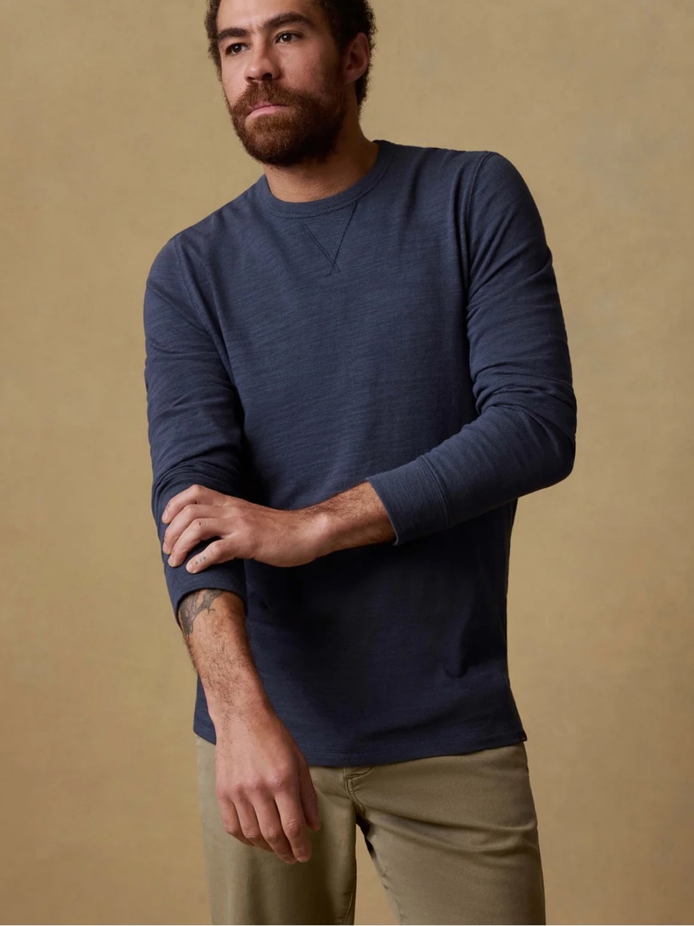 FAHERTY Dark Navy Long Sleeve Thermal Tee / M